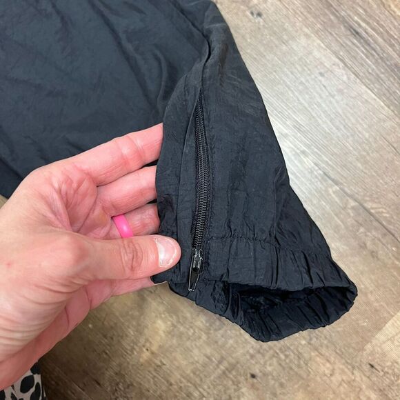 Vtg 90's Nike Trackpants Swoosh Black Joggers Men's L Zip Ankle Nylon - Picture 6 of 10